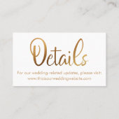 Imitate Gold Foil, Hochzeitsdetails Save the Date Visitenkarte (Rückseite)