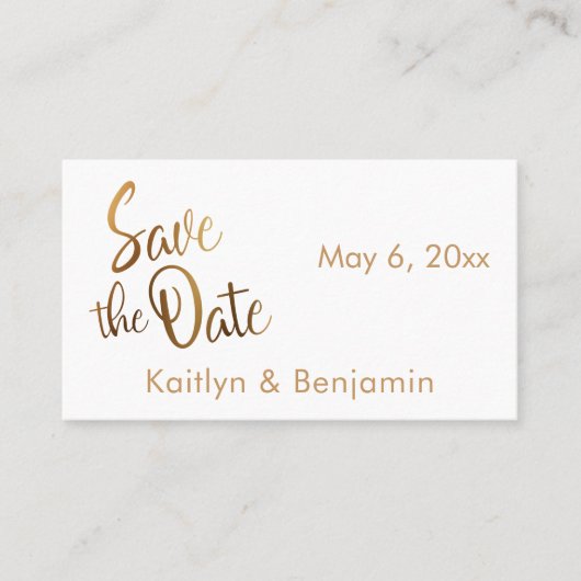 Imitate Gold Foil, Hochzeitsdetails Save the Date  Visitenkarte (Vorderseite)