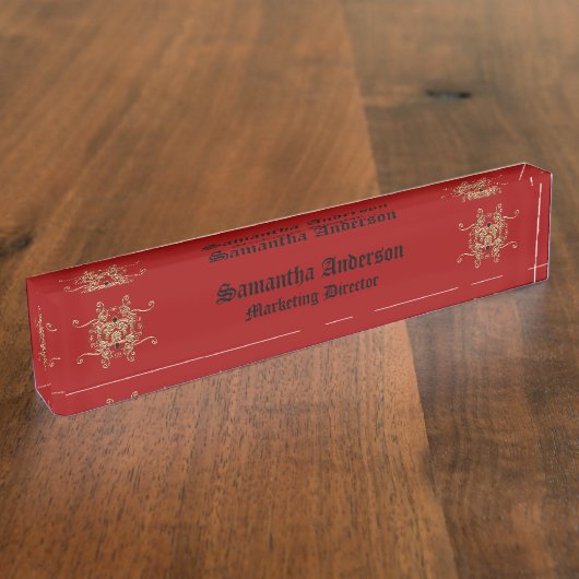 Imitate Gold Foil Jewels Elegant Goth Desk Namplat Namensplakette (Seite)