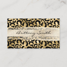 Imitate Gold Foil Leopard Champagner Pinselstrich Visitenkarte
