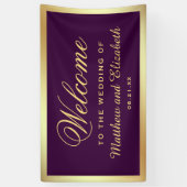 Imitate Gold Foil Lila Hochzeit Willkommen Banner (Vertikal)