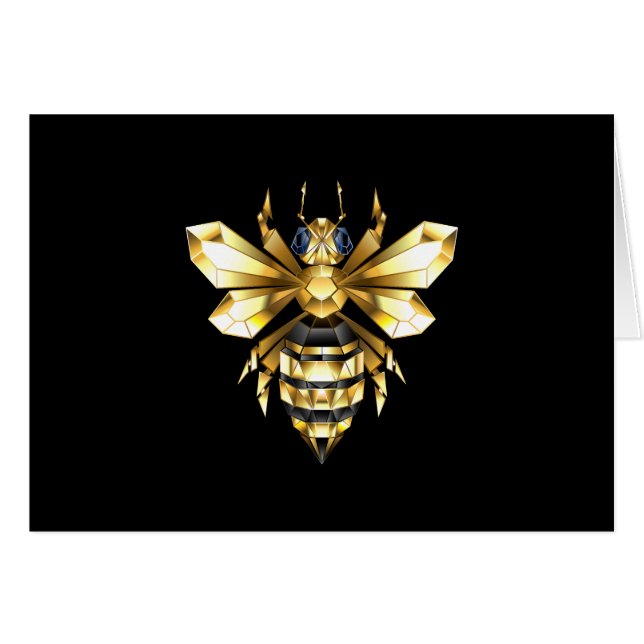 Imitate Gold Foil Logo Bee Polygonal auf Schwarz (Vorderseite (Horizontal))