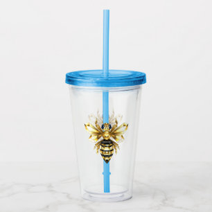 Imitate Gold Foil Logo Bee Polygonal auf Schwarz Acryltrinkbecher