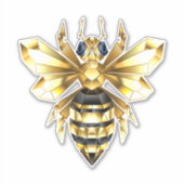 Imitate Gold Foil Logo Bee Polygonal auf Schwarz Aufkleber (Vorderseite)