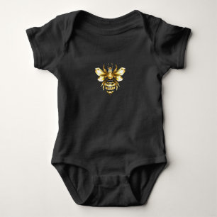 Imitate Gold Foil Logo Bee Polygonal auf Schwarz Baby Strampler