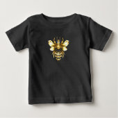 Imitate Gold Foil Logo Bee Polygonal auf Schwarz Baby T-shirt (Vorderseite)