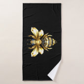 Imitate Gold Foil Logo Bee Polygonal auf Schwarz Badehandtuch (Badehandtuch)