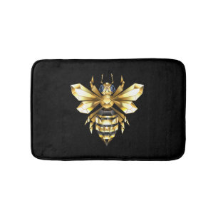 Imitate Gold Foil Logo Bee Polygonal auf Schwarz Badematte
