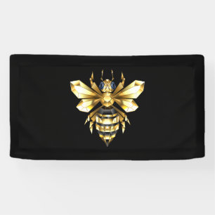 Imitate Gold Foil Logo Bee Polygonal auf Schwarz Banner