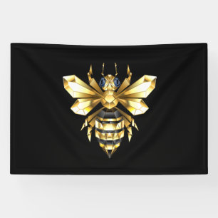 Imitate Gold Foil Logo Bee Polygonal auf Schwarz Banner