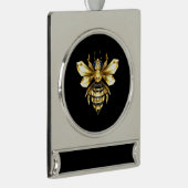 Imitate Gold Foil Logo Bee Polygonal auf Schwarz Banner-Ornament Silber (Rechts)