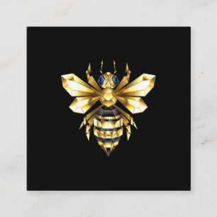 Imitate Gold Foil Logo Bee Polygonal auf Schwarz Begleitkarte