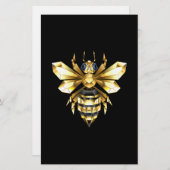 Imitate Gold Foil Logo Bee Polygonal auf Schwarz Briefpapier (Vorne/Hinten)