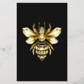 Imitate Gold Foil Logo Bee Polygonal auf Schwarz Briefpapier (Vorderseite)