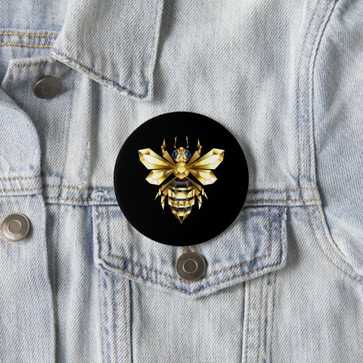 Imitate Gold Foil Logo Bee Polygonal auf Schwarz Button (Beispiel)