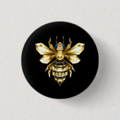 Imitate Gold Foil Logo Bee Polygonal auf Schwarz Button (Vorderseite)