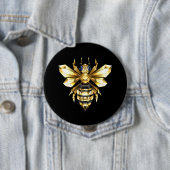 Imitate Gold Foil Logo Bee Polygonal auf Schwarz Button (Beispiel)