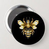 Imitate Gold Foil Logo Bee Polygonal auf Schwarz Button (Vorne & Hinten)