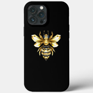 Imitate Gold Foil Logo Bee Polygonal auf Schwarz Case-Mate iPhone Hülle
