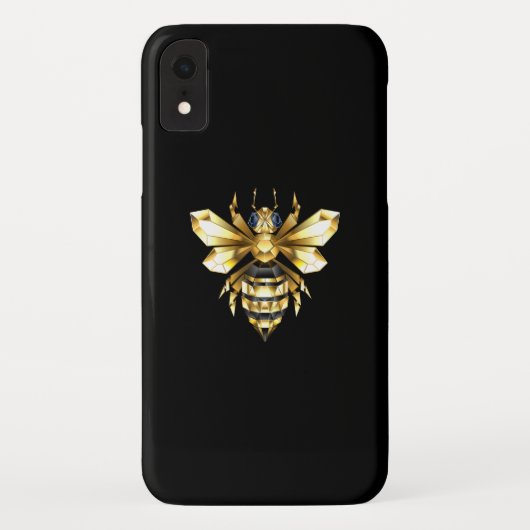 Imitate Gold Foil Logo Bee Polygonal auf Schwarz Case-Mate iPhone Hülle (Rückseite)