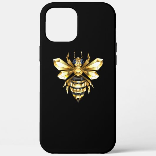 Imitate Gold Foil Logo Bee Polygonal auf Schwarz Case-Mate iPhone Hülle (Rückseite)