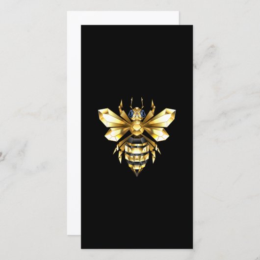 Imitate Gold Foil Logo Bee Polygonal auf Schwarz Dankeskarte (Vorne/Hinten)