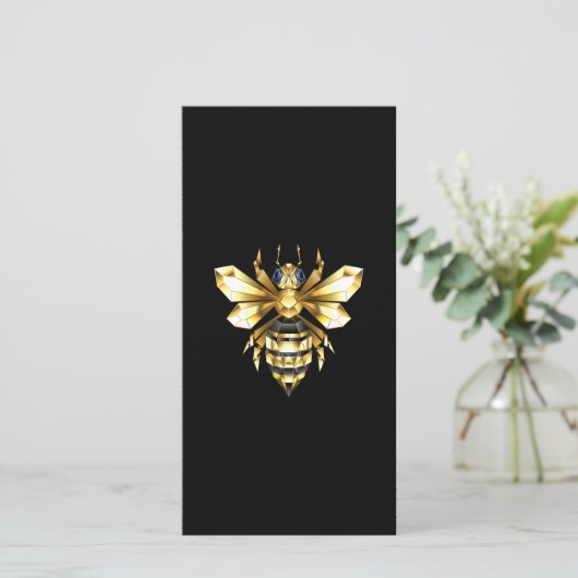 Imitate Gold Foil Logo Bee Polygonal auf Schwarz Dankeskarte (Stehend Vorderseite)