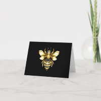 Imitate Gold Foil Logo Bee Polygonal auf Schwarz