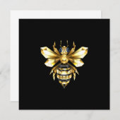 Imitate Gold Foil Logo Bee Polygonal auf Schwarz Dankeskarte (Vorne/Hinten)