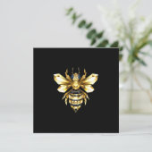 Imitate Gold Foil Logo Bee Polygonal auf Schwarz Dankeskarte (Stehend Vorderseite)