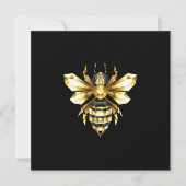 Imitate Gold Foil Logo Bee Polygonal auf Schwarz Dankeskarte (Vorderseite)