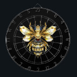 Imitate Gold Foil Logo Bee Polygonal auf Schwarz Dartscheibe<br><div class="desc">Gold,  Schmuck,  polygonale Biene mit golden glitzernden Flügeln auf schwarzem Hintergrund. Das Tier im polygonalen Stil.</div>