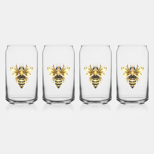 Imitate Gold Foil Logo Bee Polygonal auf Schwarz Dosenglas (Vorderseite)