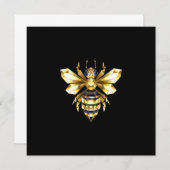 Imitate Gold Foil Logo Bee Polygonal auf Schwarz Einladung (Vorne/Hinten)