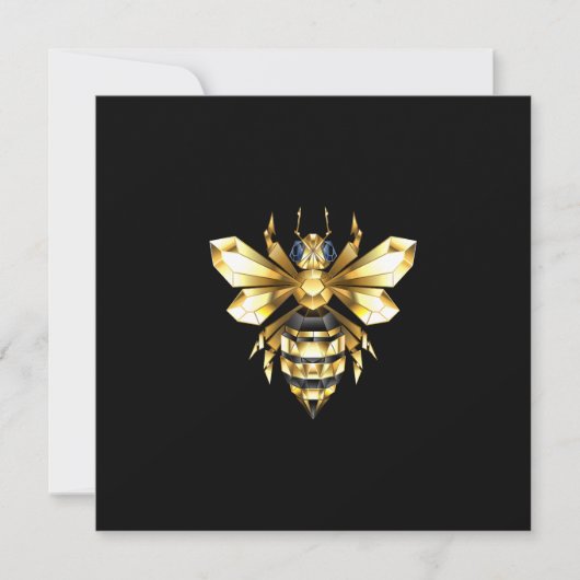 Imitate Gold Foil Logo Bee Polygonal auf Schwarz Einladung (Vorderseite)