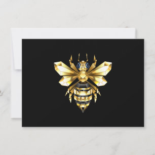 Imitate Gold Foil Logo Bee Polygonal auf Schwarz Einladung