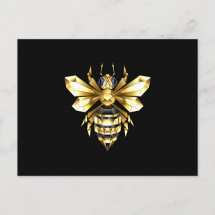 Imitate Gold Foil Logo Bee Polygonal auf Schwarz Einladungspostkarte