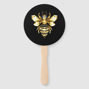 Imitate Gold Foil Logo Bee Polygonal auf Schwarz Fächer