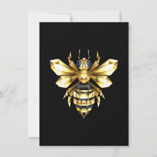 Imitate Gold Foil Logo Bee Polygonal auf Schwarz Feiertagskarte