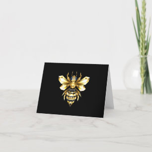 Imitate Gold Foil Logo Bee Polygonal auf Schwarz Feiertagskarte