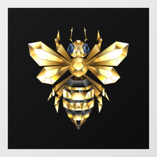 Imitate Gold Foil Logo Bee Polygonal auf Schwarz Fensteraufkleber (Blatt)