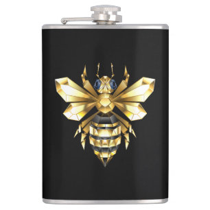 Imitate Gold Foil Logo Bee Polygonal auf Schwarz Flachmann