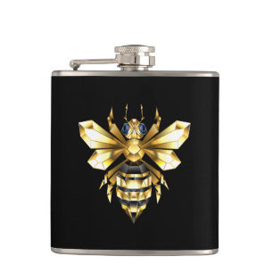 Imitate Gold Foil Logo Bee Polygonal auf Schwarz Flachmann