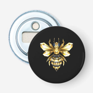 Imitate Gold Foil Logo Bee Polygonal auf Schwarz Flaschenöffner