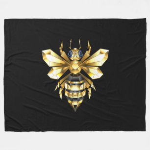 Imitate Gold Foil Logo Bee Polygonal auf Schwarz Fleecedecke