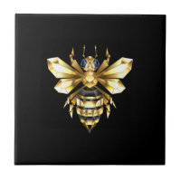 Imitate Gold Foil Logo Bee Polygonal auf Schwarz