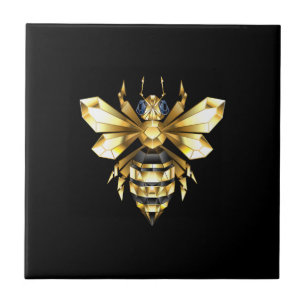 Imitate Gold Foil Logo Bee Polygonal auf Schwarz Fliese
