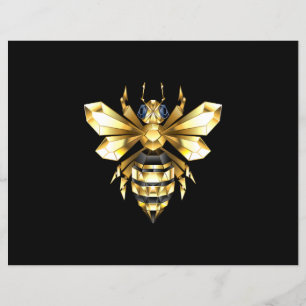 Imitate Gold Foil Logo Bee Polygonal auf Schwarz Flyer