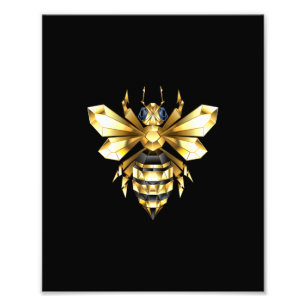 Imitate Gold Foil Logo Bee Polygonal auf Schwarz Fotodruck