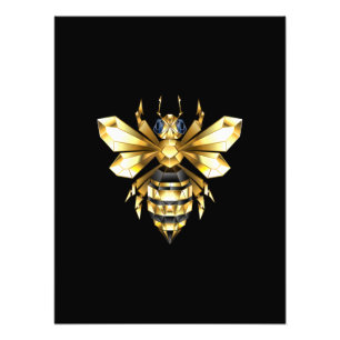 Imitate Gold Foil Logo Bee Polygonal auf Schwarz Fotodruck